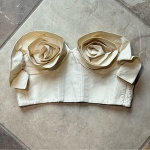 NWT Zara Limited Edition Blogger Favorite Cream Floral Bustier Corset Top